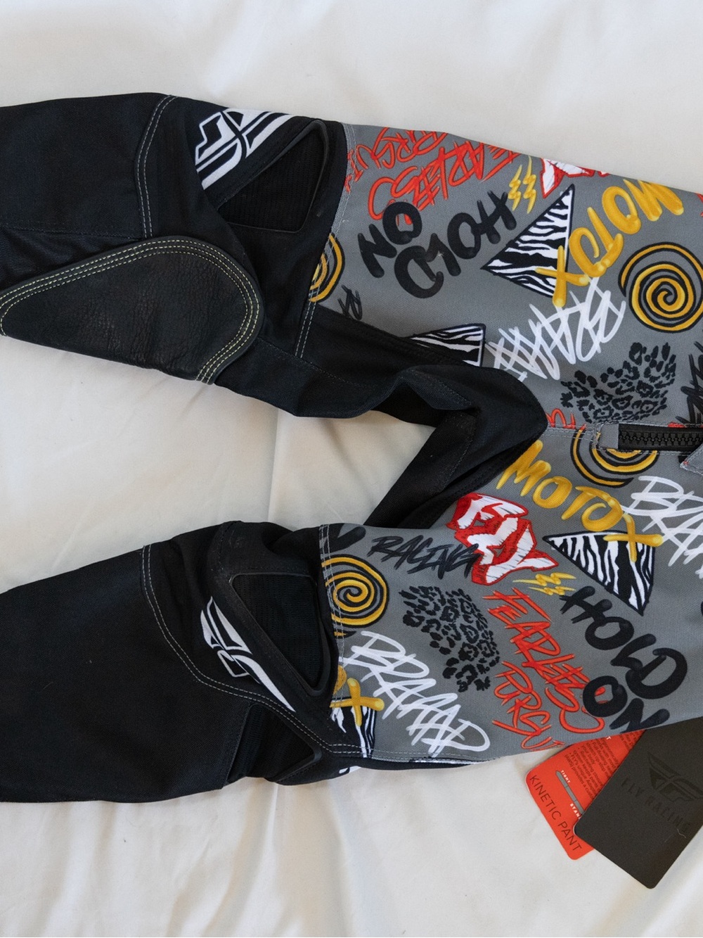 Kids Graffiti-Print Joggers in Black & Gray with Yellow Accents